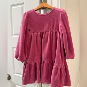 Mini Boden Velvet Dress in Fuscia Pink